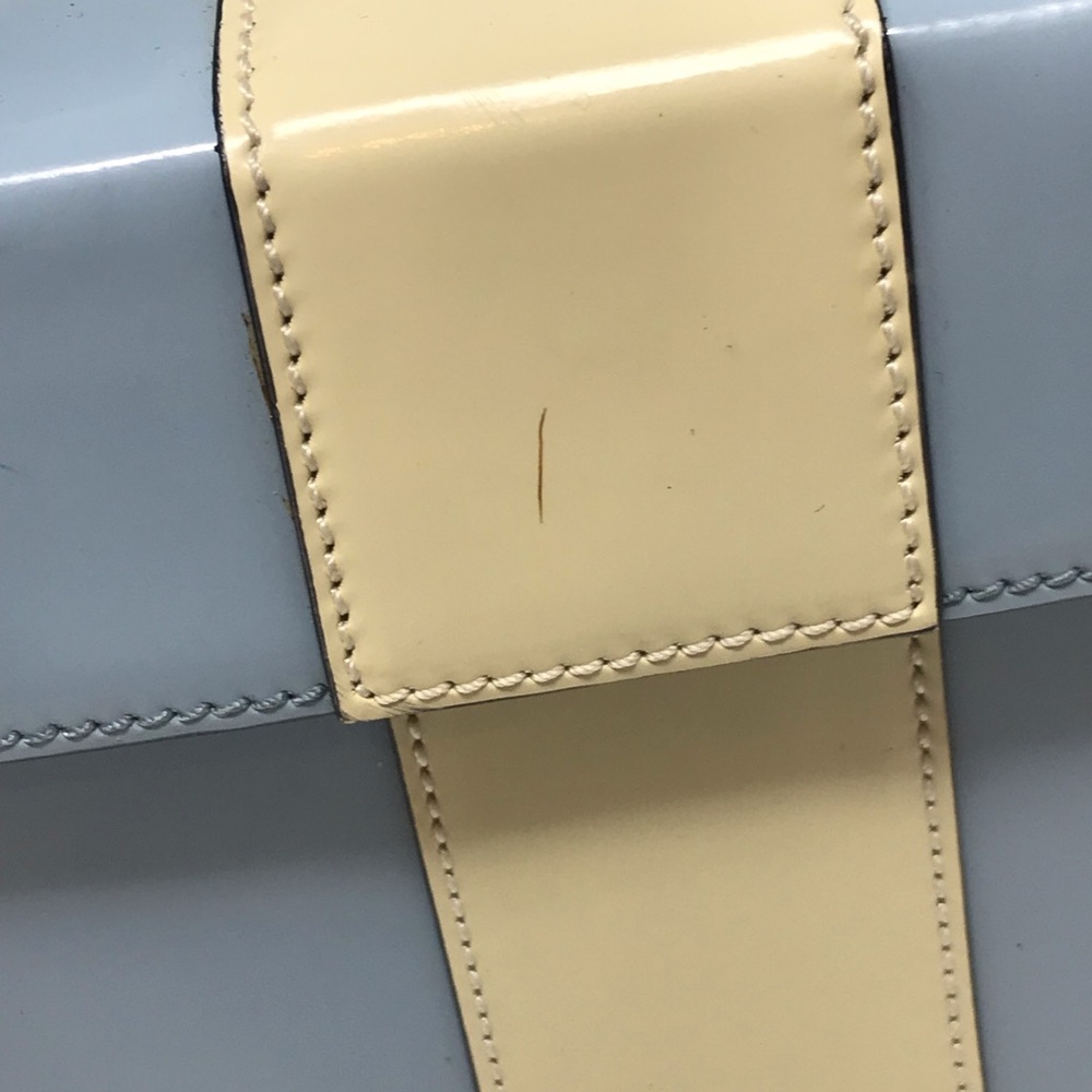 Moschino Vintage Leather Bow Bag Blue Cream - Picture 4 of 8